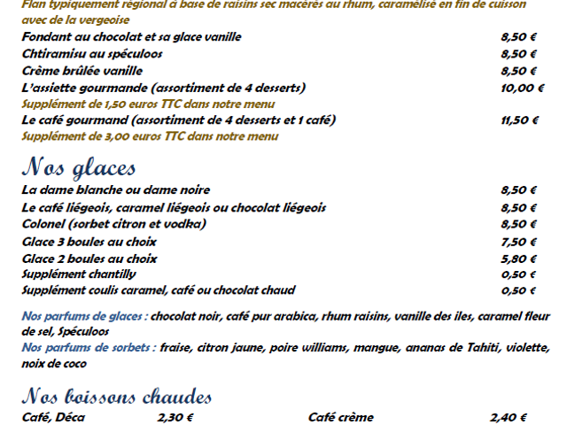 La Cocotte L'Appart Côté Mer carte desserts